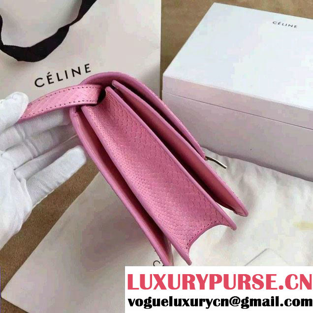 Celine Python Leather Classic Box Bag Pink 2015