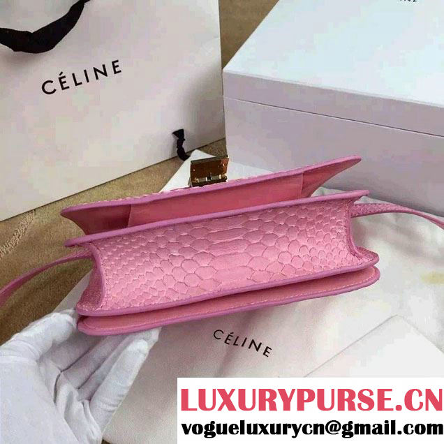 Celine Python Leather Classic Box Bag Pink 2015