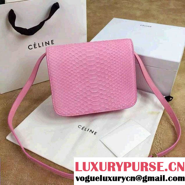 Celine Python Leather Classic Box Bag Pink 2015
