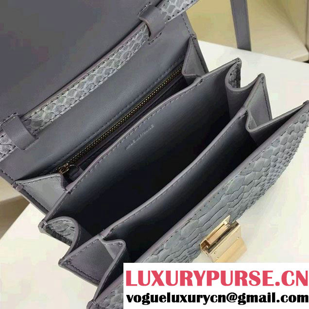 Celine Python Leather Classic Box Small Bag Gray 2016