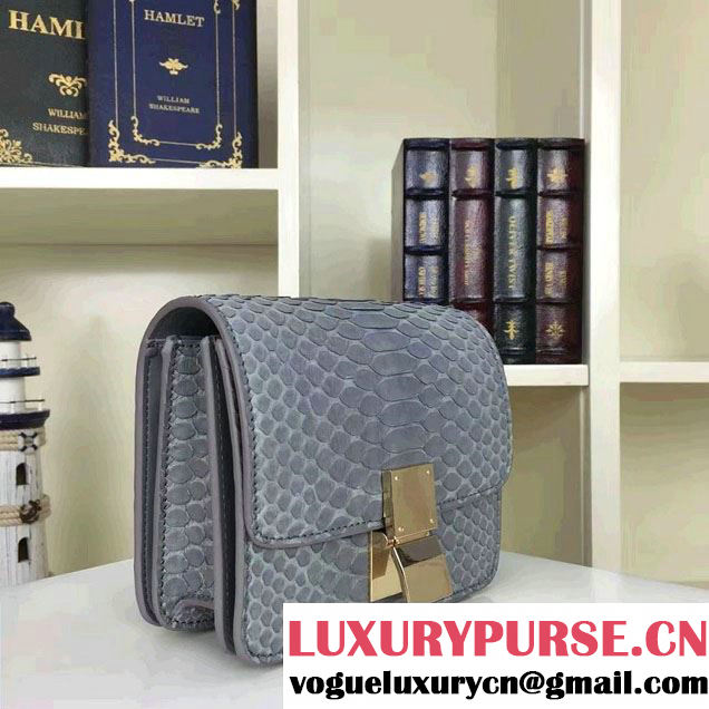 Celine Python Leather Classic Box Small Bag Gray 2016