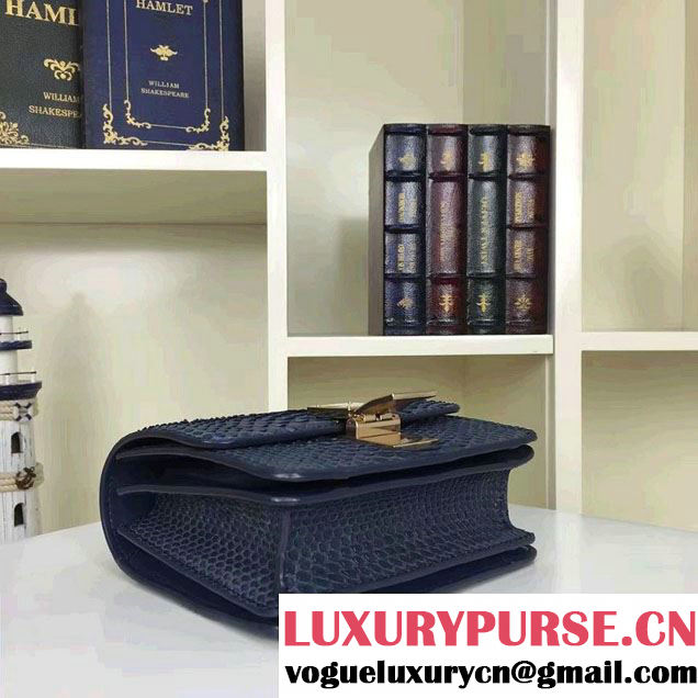 Celine Python Leather Classic Box Small Bag Dark Blue 2016