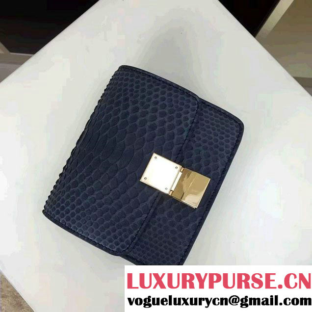 Celine Python Leather Classic Box Small Bag Dark Blue 2016