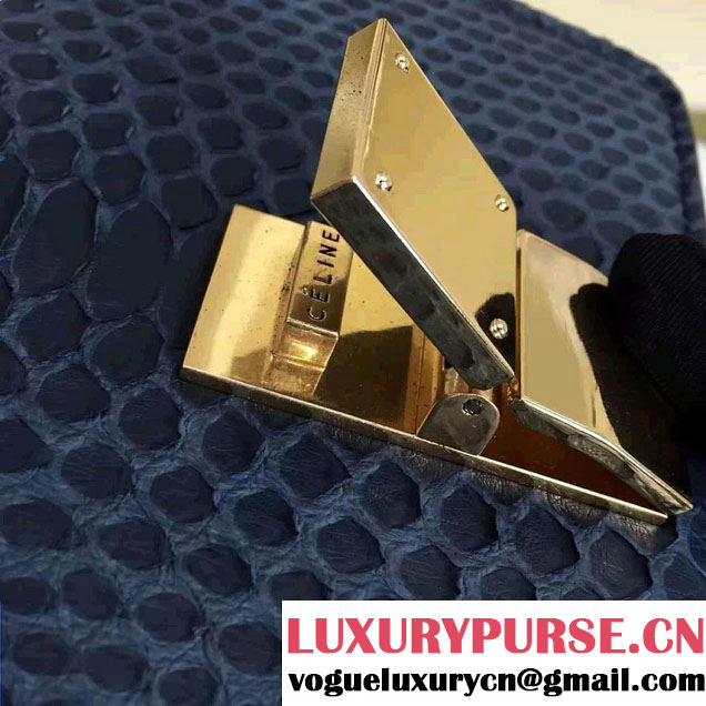 Celine Python Leather Classic Box Small Bag Dark Blue 2016