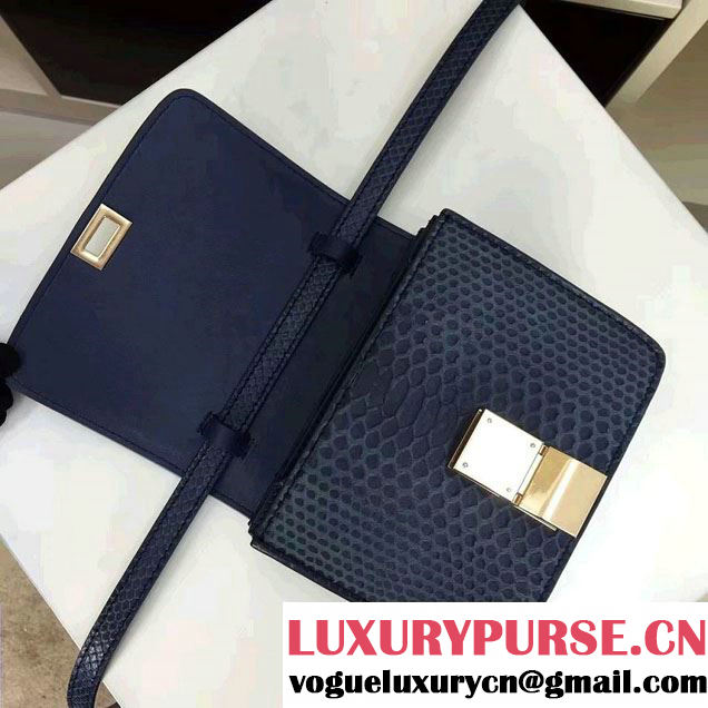 Celine Python Leather Classic Box Small Bag Dark Blue 2016