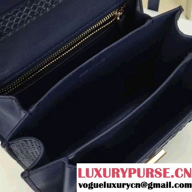 Celine Python Leather Classic Box Small Bag Dark Blue 2016