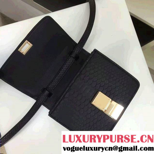 Celine Python Leather Classic Box Small Bag Black 2016