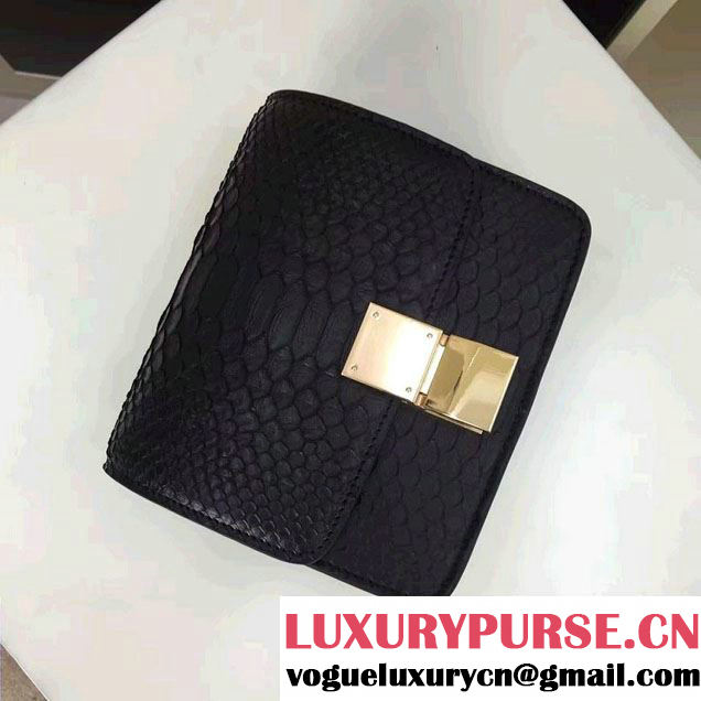 Celine Python Leather Classic Box Small Bag Black 2016