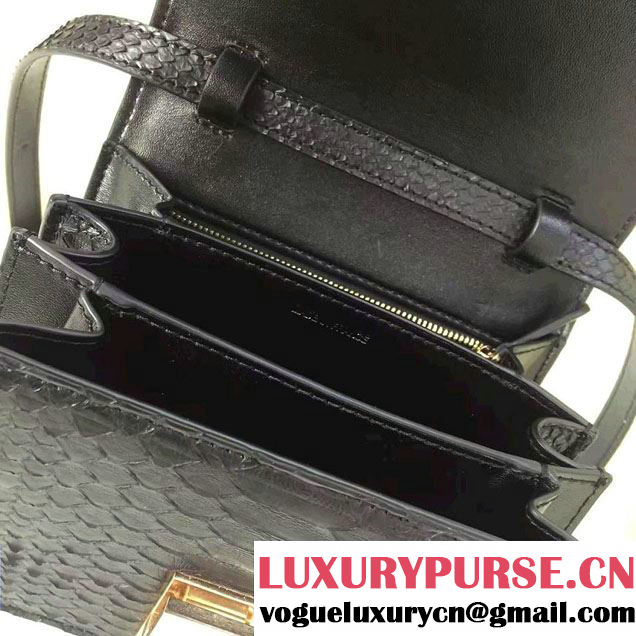 Celine Python Leather Classic Box Small Bag Black 2016
