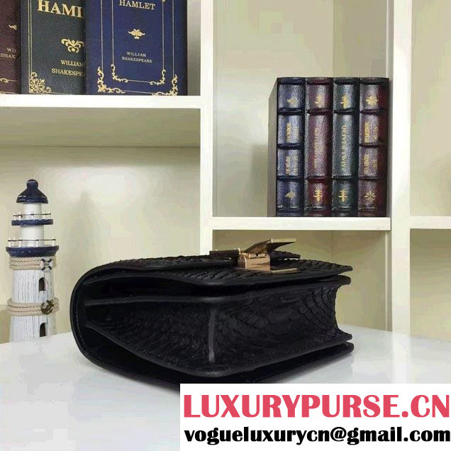 Celine Python Leather Classic Box Small Bag Black 2016
