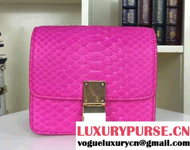 Celine Python Leather Classic Box Small Bag Fushia 2016