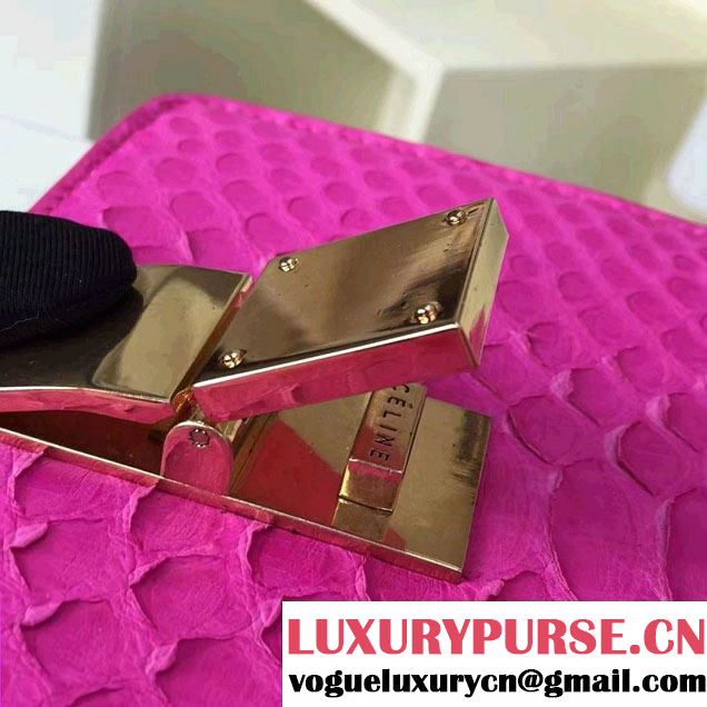 Celine Python Leather Classic Box Small Bag Fushia 2016