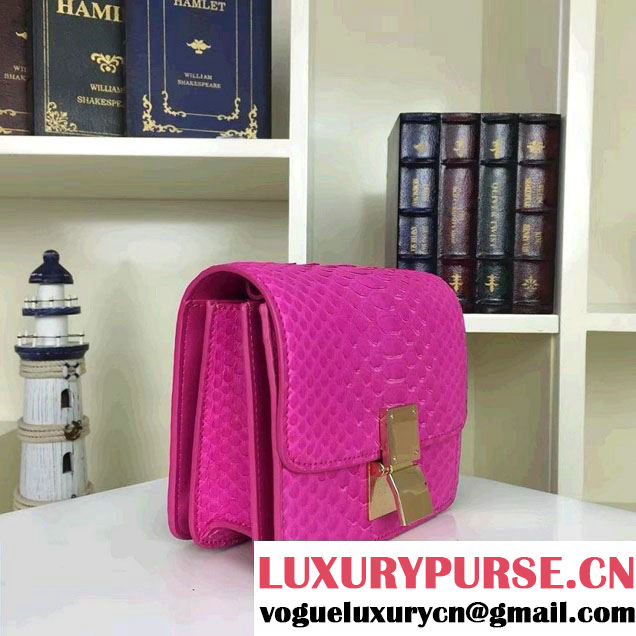 Celine Python Leather Classic Box Small Bag Fushia 2016