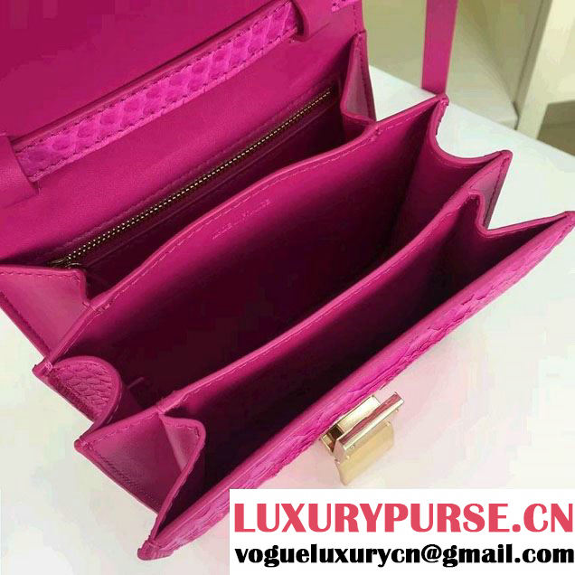 Celine Python Leather Classic Box Small Bag Fushia 2016