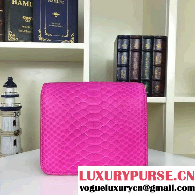 Celine Python Leather Classic Box Small Bag Fushia 2016