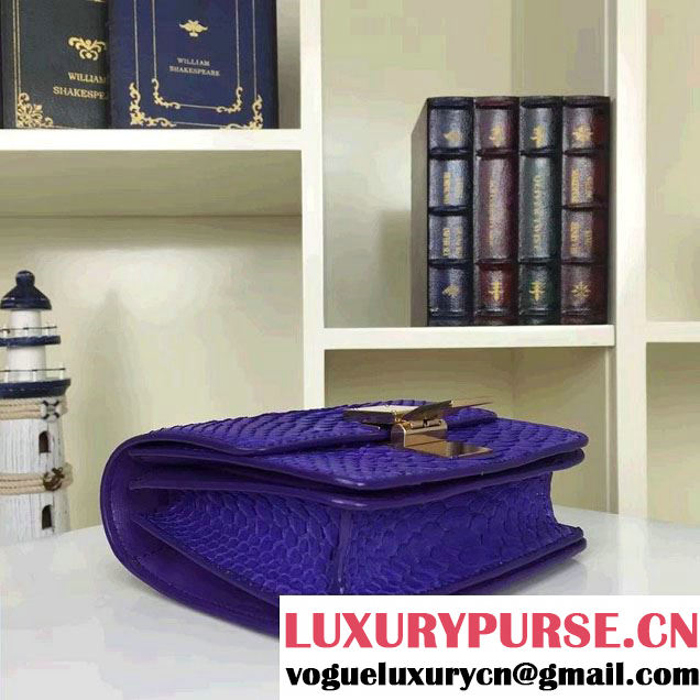 Celine Python Leather Classic Box Small Bag Blue 2016