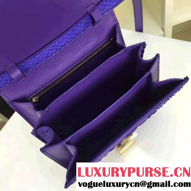 Celine Python Leather Classic Box Small Bag Blue 2016