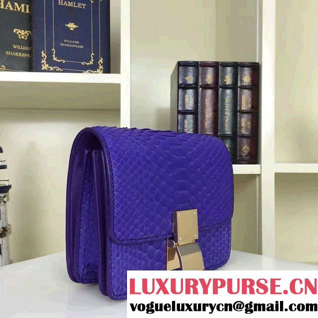 Celine Python Leather Classic Box Small Bag Blue 2016