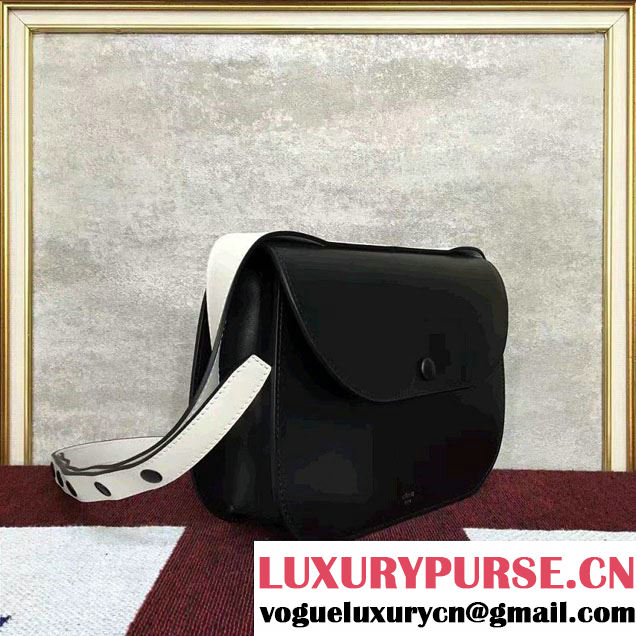 Celine Calfskin Small Round Box Shoulder Bag Black Winter 2016