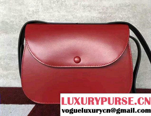 Celine Calfskin Small Round Box Shoulder Bag Red Winter 2016