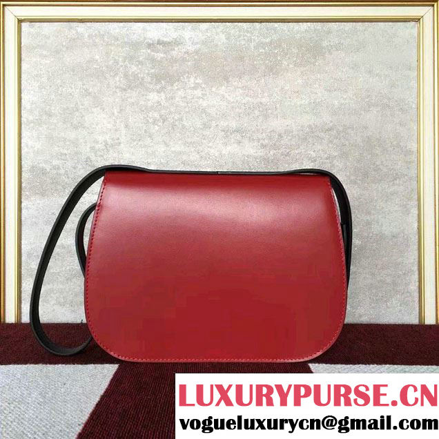 Celine Calfskin Small Round Box Shoulder Bag Red Winter 2016