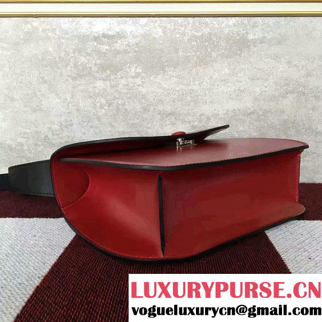 Celine Calfskin Small Round Box Shoulder Bag Red Winter 2016