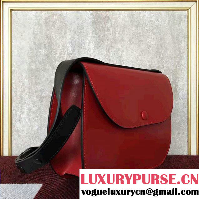 Celine Calfskin Small Round Box Shoulder Bag Red Winter 2016