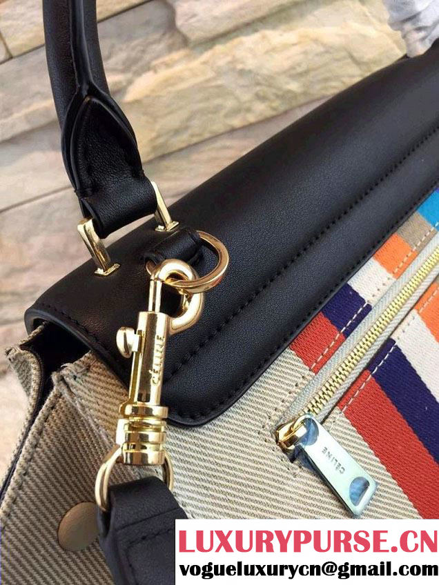 Celine Mini Trapeze Handbag in Multicolour Textile 2015