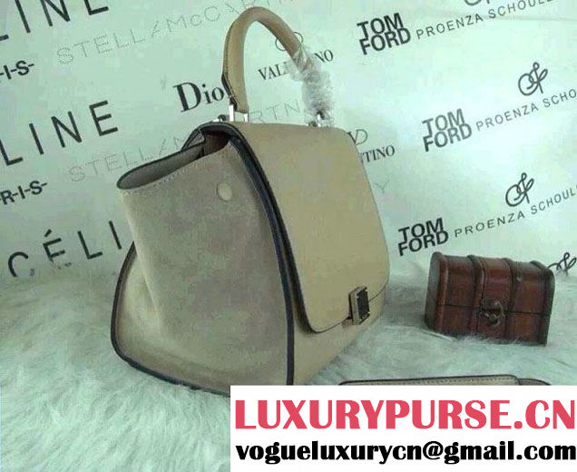 Celine Trapeze Top Handle Bag Nubuck Leather Camel 2015