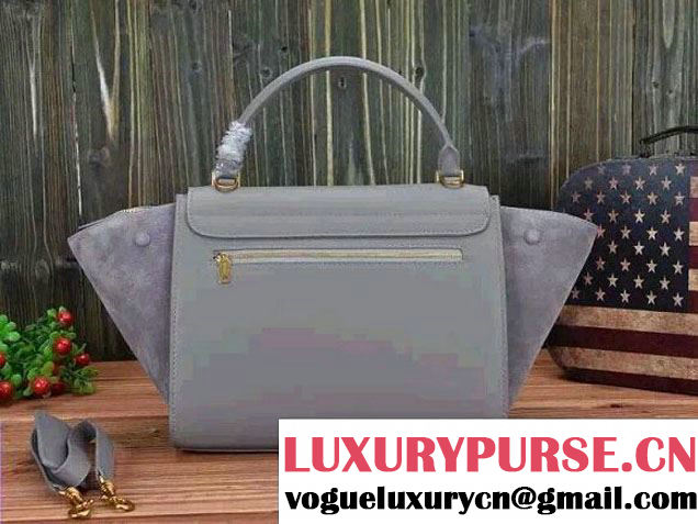 Celine Trapeze Top Handle Bag Nubuck Leather Gray 2015