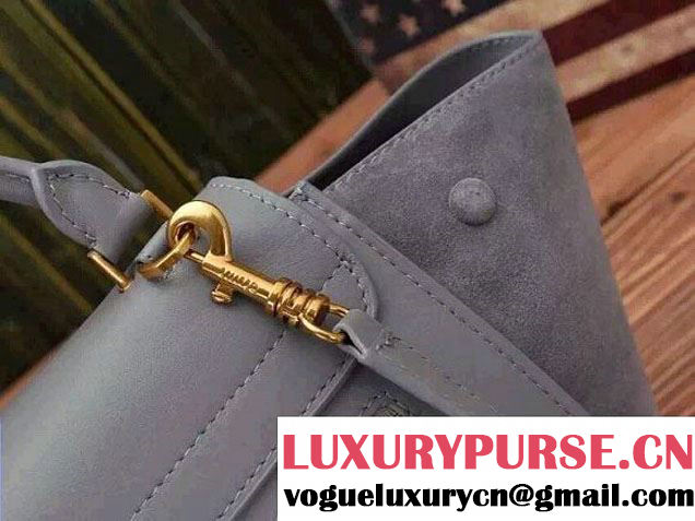 Celine Trapeze Top Handle Bag Nubuck Leather Gray 2015