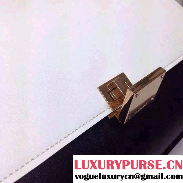 Celine Trapeze Top Handle Bag Nubuck Leather White/Black 2015
