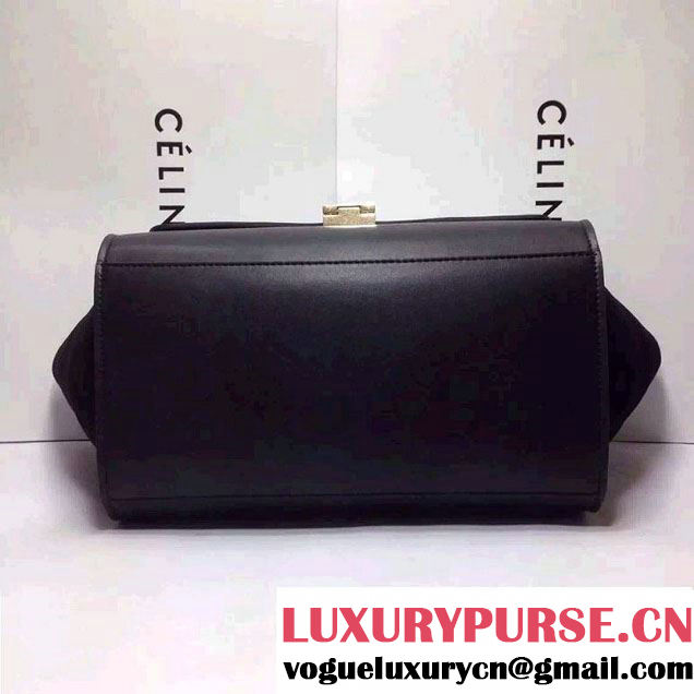 Celine Trapeze Top Handle Bag Nubuck Leather White/Black 2015