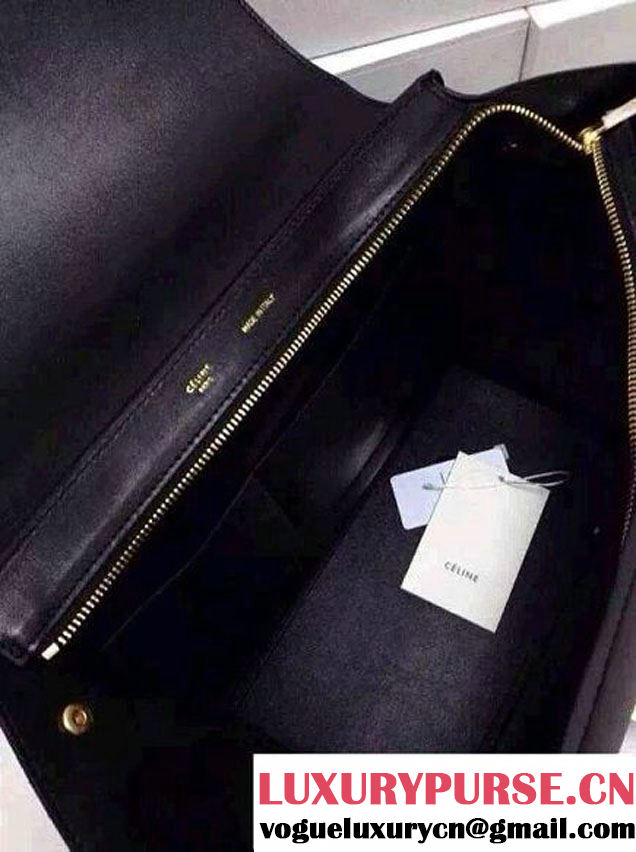 Celine Trapeze Top Handle Bag Nubuck Leather White/Black 2015