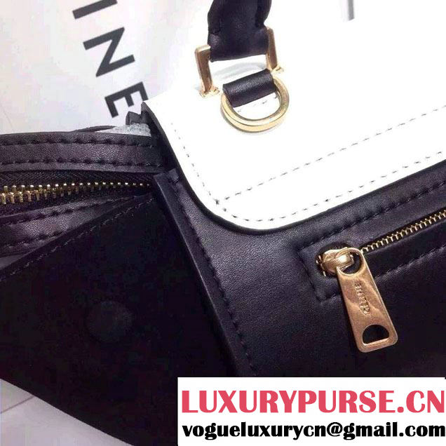 Celine Trapeze Top Handle Bag Nubuck Leather White/Black 2015