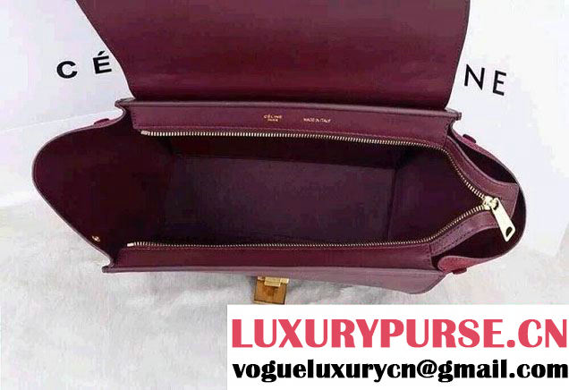 Celine Trapeze Top Handle Bag Nubuck Leather Burgundy 2015