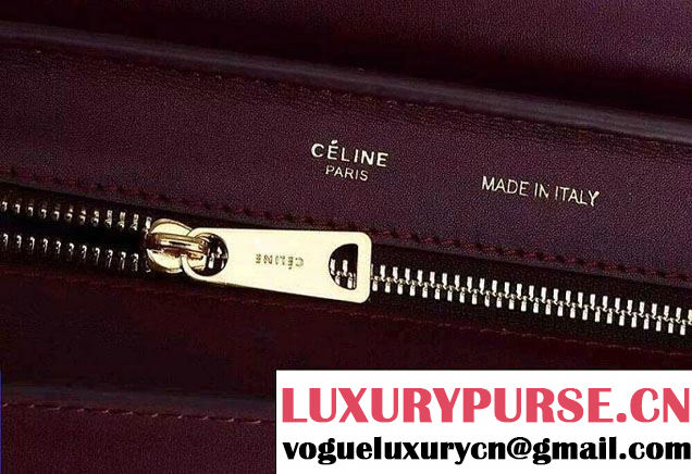 Celine Trapeze Top Handle Bag Nubuck Leather Burgundy 2015