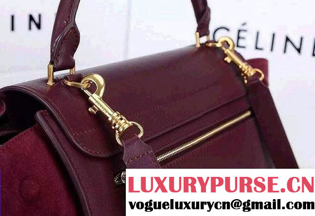Celine Trapeze Top Handle Bag Nubuck Leather Burgundy 2015