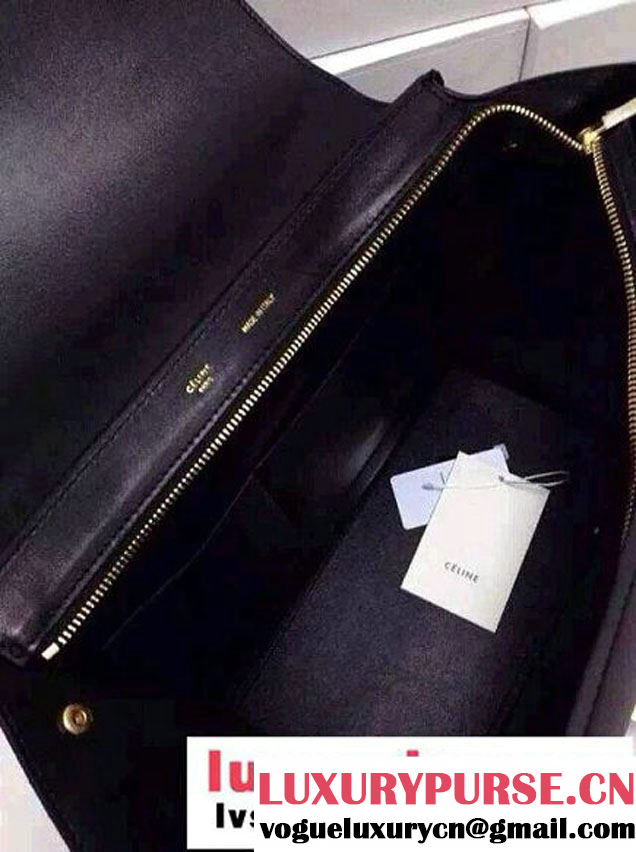 Celine Trapeze Top Handle Bag Nubuck Leather Black 2015