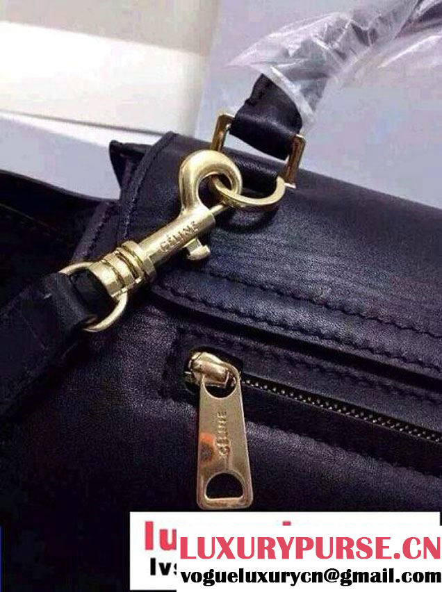 Celine Trapeze Top Handle Bag Nubuck Leather Black 2015