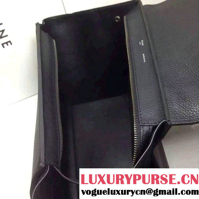 Celine Trapeze Top Handle Bag Nubuck Leather Grained Black 2015