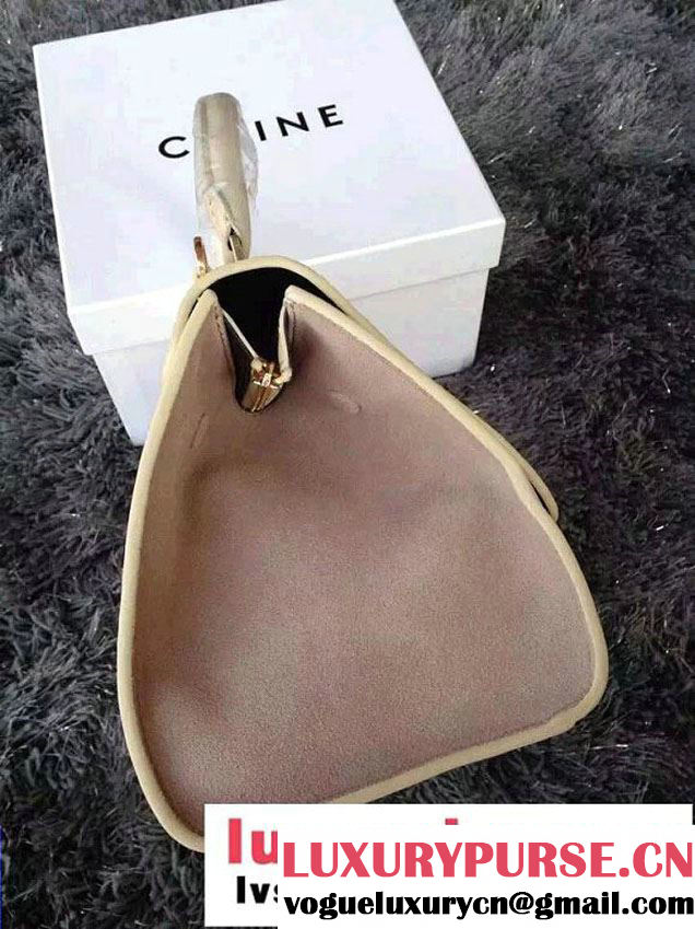 Celine Trapeze Top Handle Bag Nubuck Leather Croco Pattern Apricot 2015