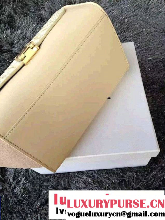 Celine Trapeze Top Handle Bag Nubuck Leather Croco Pattern Apricot 2015