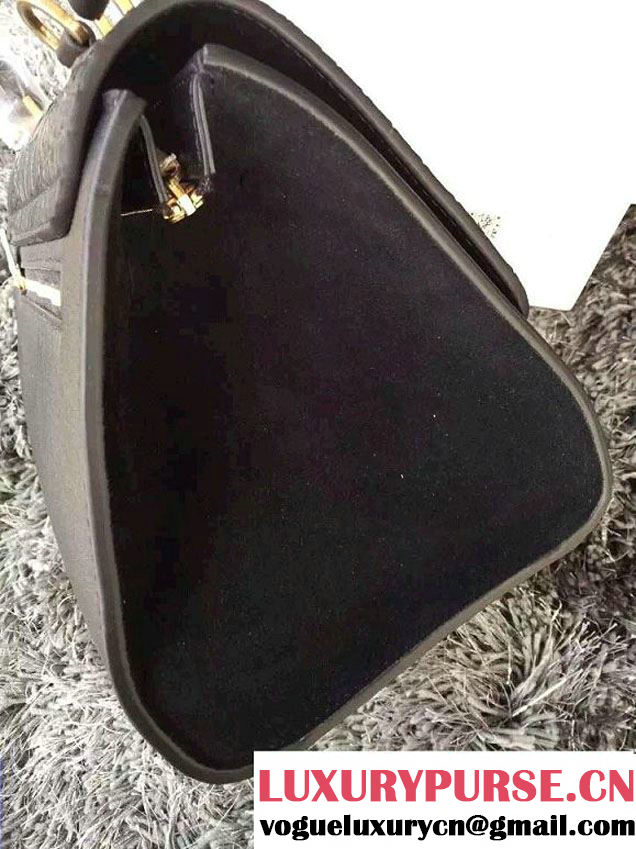 Celine Trapeze Top Handle Bag Nubuck Leather Croco Pattern Black 2015
