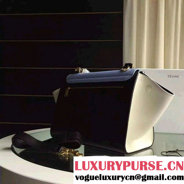 Celine Trapeze Small/Medium Tote Bag in Original Calfskin Leather Sky Blue/Black/White