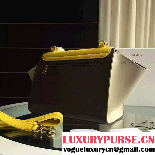 Celine Trapeze Small/Medium Tote Bag in Original Calfskin Leather Yellow/Iron Gray/Creamy