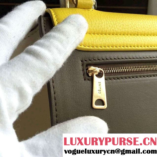 Celine Trapeze Small/Medium Tote Bag in Original Calfskin Leather Yellow/Iron Gray/Creamy