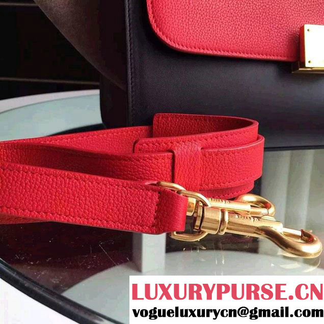 Celine Trapeze Small/Medium Tote Bag in Original Calfskin Leather Red/Black/Khaki