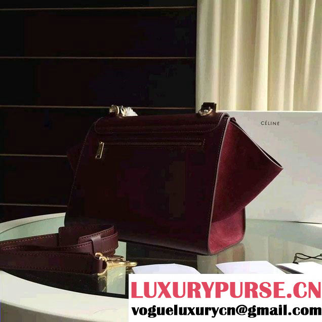 Celine Trapeze Small/Medium Tote Bag in Original Calfskin Leather Burgundy/Red
