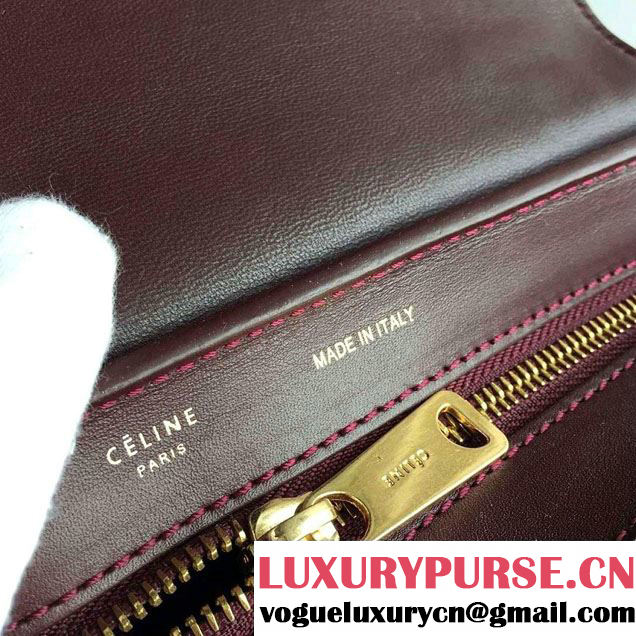 Celine Trapeze Small/Medium Tote Bag in Original Calfskin Leather Burgundy/Red